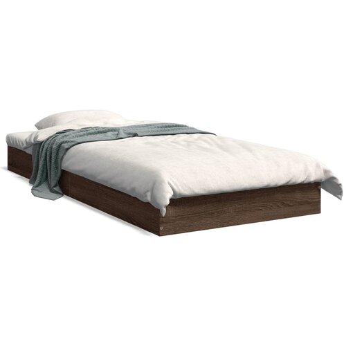 VidaXL Posteljni okvir rjav hrast 75x190 cm inženirski les Slike