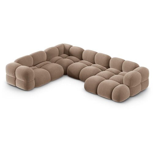 Cosmopolitan Design Rjava žametna kotna sedežna garnitura (levi kot/v obliki črke &amp;quot;U&amp;quot;) Loretto &amp;ndash; Slike
