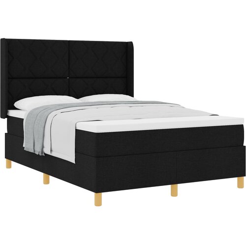 VidaXL Boxspring - Krevet s oprugama s madracem Crna 140 x 190 cm tkanina Slike