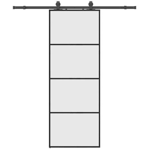 vidaXL drsna vrata z opremo črna 76x205 cm esg steklo, (21749503) Cene