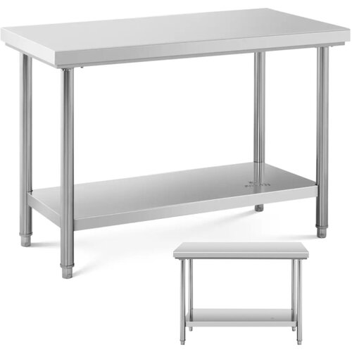 Royal Catering Stainless Steel Work Table with Shelf - 120 x 60 cm for Professional Kitchens, (21740308) Cene