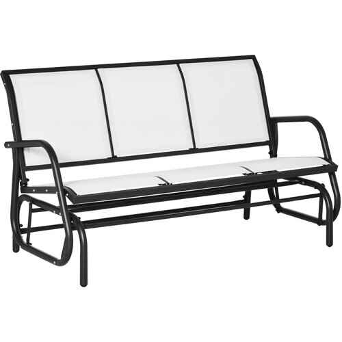 Outsunny 3-sedežna vrtna gugalna klop iz kovine in dihalne mrežaste tkanine, 151x75x85 cm, bež, (20754342) Slike