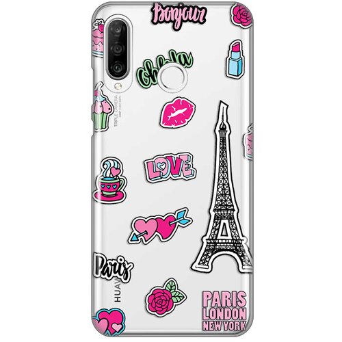 maska silikonska print skin za huawei P30 lite love paris Slike