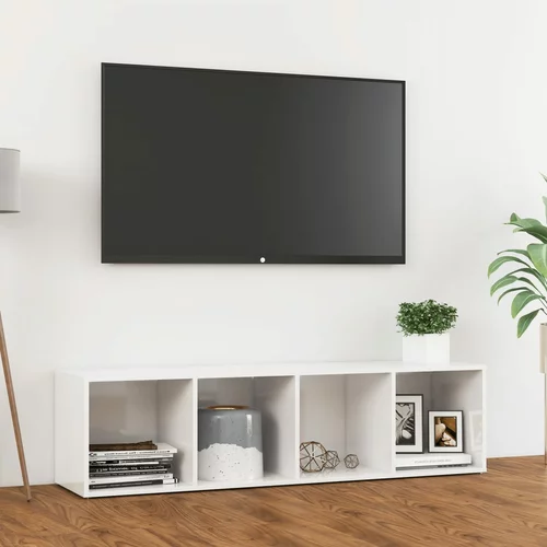 vidaXL TV omarica visok sijaj bela 142,5x35x36,5 cm iverna plošča