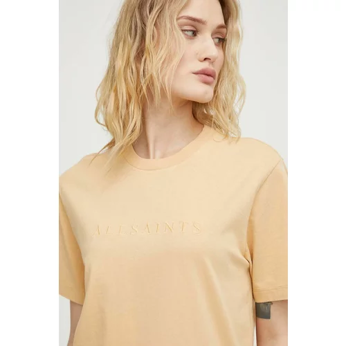 AllSaints Bombažna kratka majica PIPPA ženska, rumena barva
