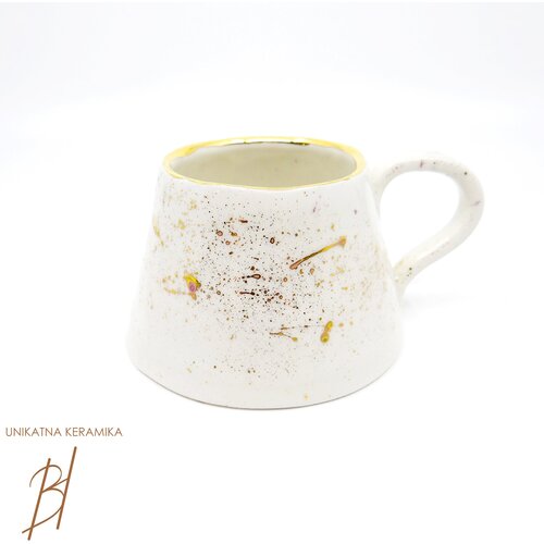 BH Unikatna Keramika Snowflake« skodelica za cappucino/ BELO- ZLATA Cene