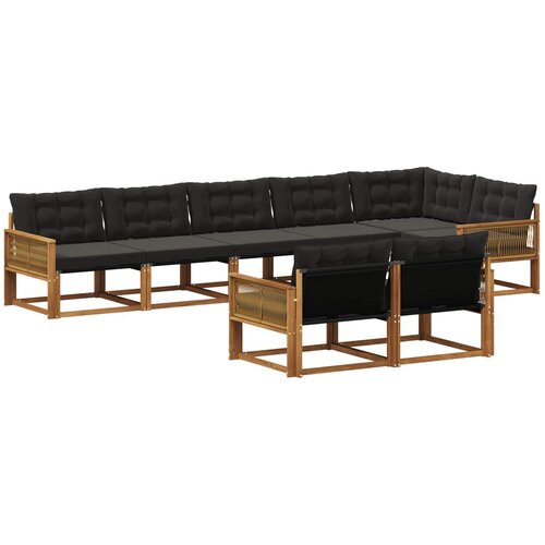 vidaXL Zunanja garnitura za sedenje z blazino 8 pcs Naravna in črna, (5000273586) Cene