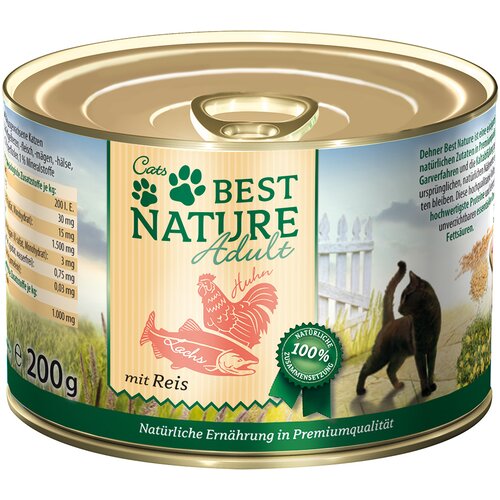  Varčno pakiranje Best Nature Cat Adult 12 x 200 g - Losos, pi&scaron;čanec in riž Cijene