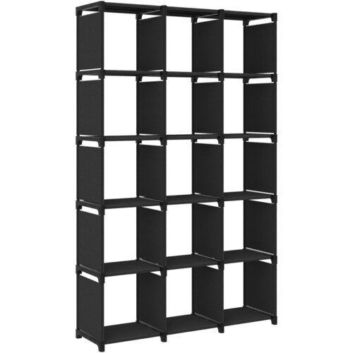 vidaXL Regal s 15 kockastimi policami črn 103x30x175,5 cm blago Cene