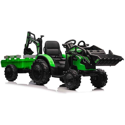 Beneo 11V TOP-WORKER - dječji električni traktor sa utovarivačem i prikolico - zeleni Cene