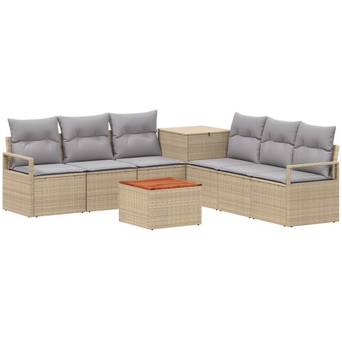  Set sofe 8 kom. Bež i svijetlo siva Poli Rattan i čelik Slike