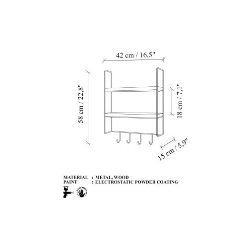 Hanah home Zidna polica, 58x42x15cm, Crna Slike
