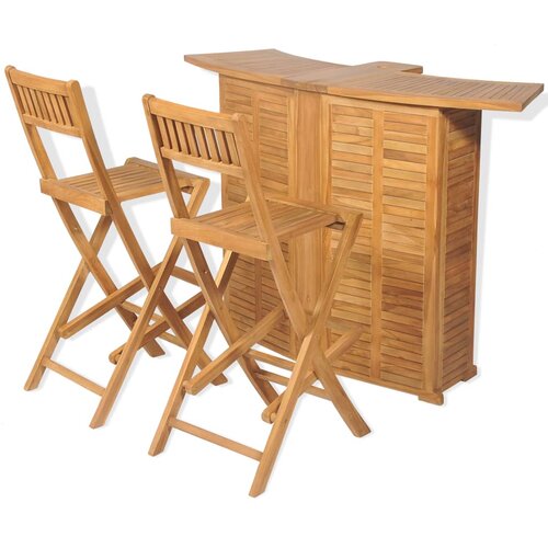  3-dijelni bistro set sa sklopivim stolicama od masivne tikovine Cene