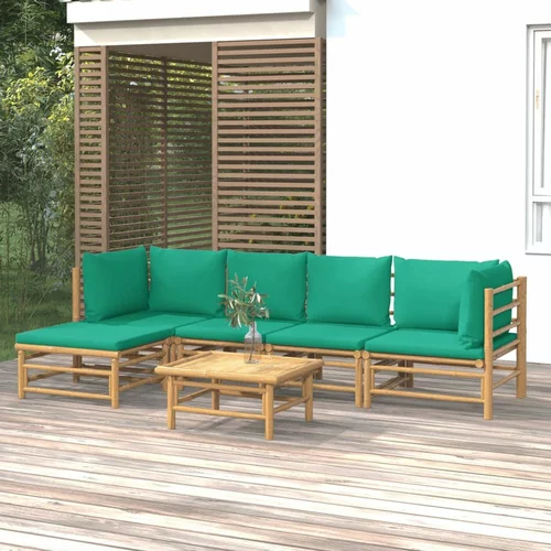  sedežna garnitura 6-delna z zelenimi blazinami bambus