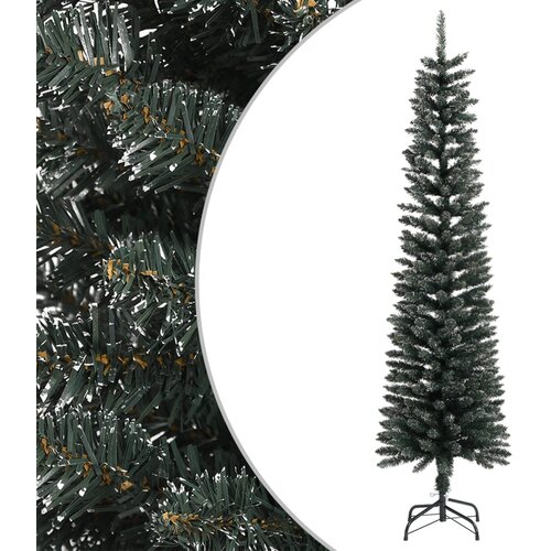vidaXL Ozka umetna novoletna jelka s stojalom zelena 180 cm PVC Cene