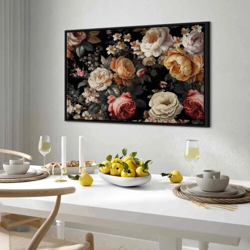  Slika - Colourful flowers on a black background 60x40 Cene