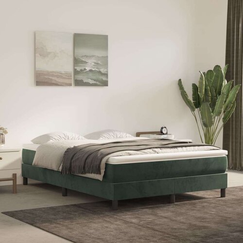  Box spring postelja z vzmetnico temno zelen 140x190 cm žamet Slike