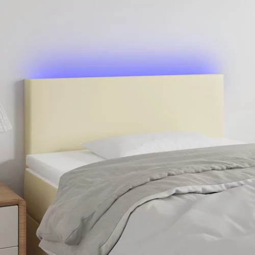 vidaXL LED posteljno vzglavje krem 80x5x78/88 cm umetno usnje