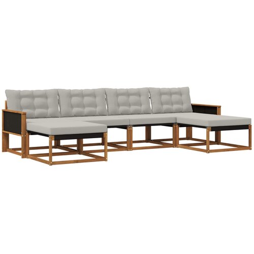 vidaXL Zunanja garnitura za sedenje 6 pcs Naravna in svetlo siva, (5000280020) Cene