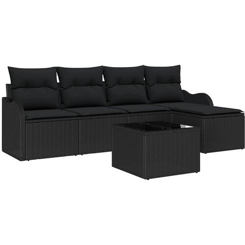  Sjedeća garnitura za vrt 6 kom. Crna poliratan 55 x 55 x 37 cm Slike
