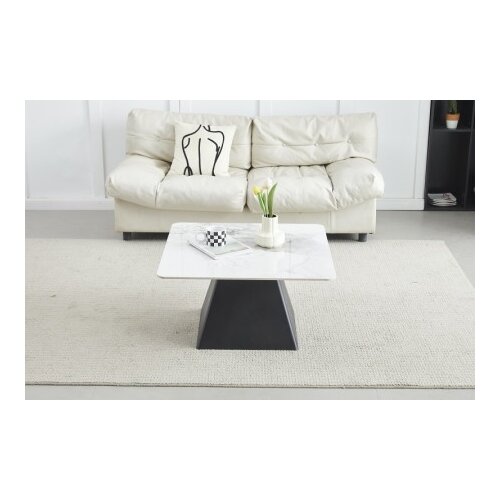 Arti Klub sto CT 6050 Chanel Bela keramička ploča/Crno metalno postolje 800x800x430mm ( 800-603 ) Cene