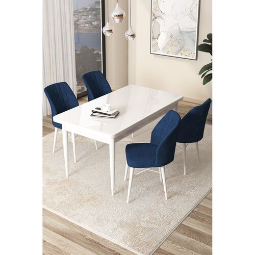 Hanah home Set Trpezarijski sto i 4 stolice Arp, Tamnoplava Cene