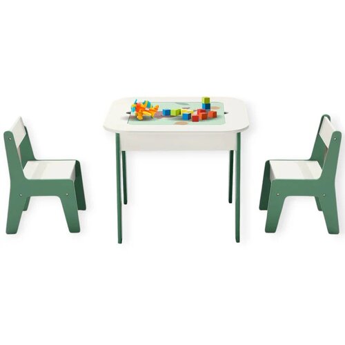 Kinder Home Dečiji sto sa stolicama &amp;Scaron;uma, 4u1, 60x60x49.5cm Slike