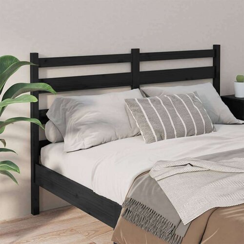  Uzglavlje za krevet crno 166 x 4 x 100 cm od masivne borovine Slike