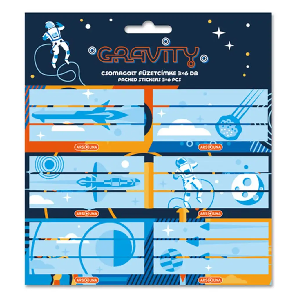 Ars Una paket naljepnica za sveske s uzorkom svemirskog broda gravity, 3x6 komada Cene
