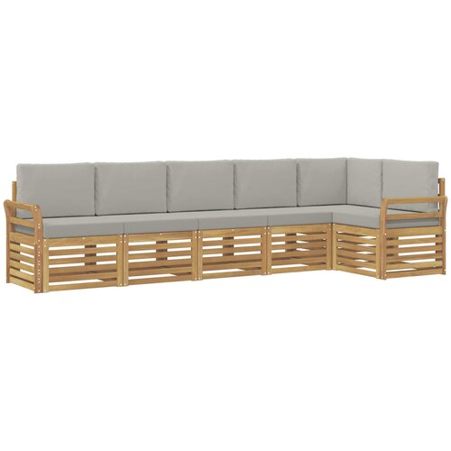  Set vanjskih sofa 6 kom. Bijela i svjetlosiva Poliester 308 x 130,5 x 73 cm Slike