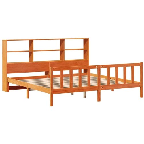vidaXL Krevet s regalom za knjige bez madraca 200x200 cm od borovine Cene