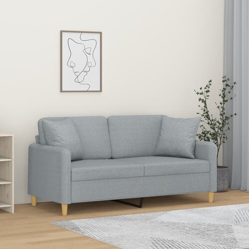 VidaXL Kavč dvosed z blazinami svetlo siv 140 cm blago Slike