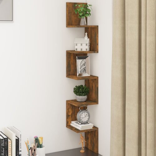 vidaXL Kutna zidna polica boja hrasta 20x20x127,5 cm konstruirano drvo Cijene