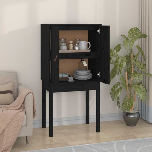  Visoka komoda crna 60 x 40 x 120 cm od masivne borovine Cene