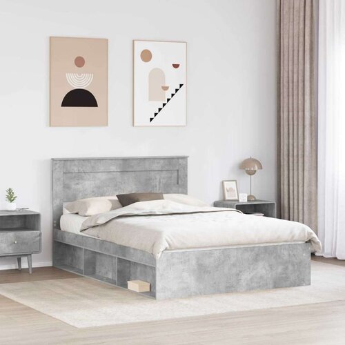  Okvir za krevet Beton 140 x 200 cm Čvrsto borovo drvo Slike
