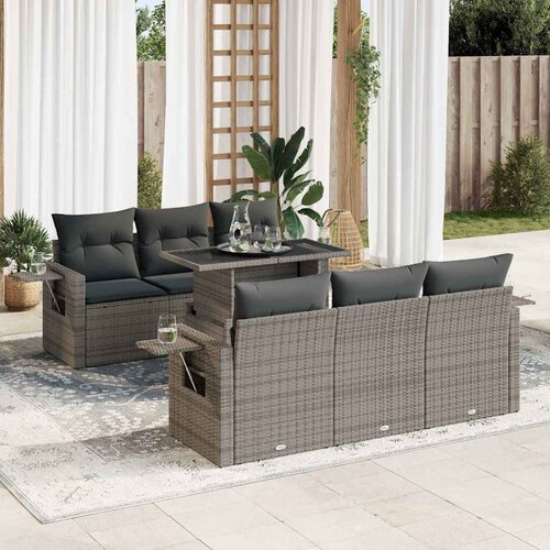 vidaXL 7-dijelni set vrtnih sofa sivi od poliratana Cijene