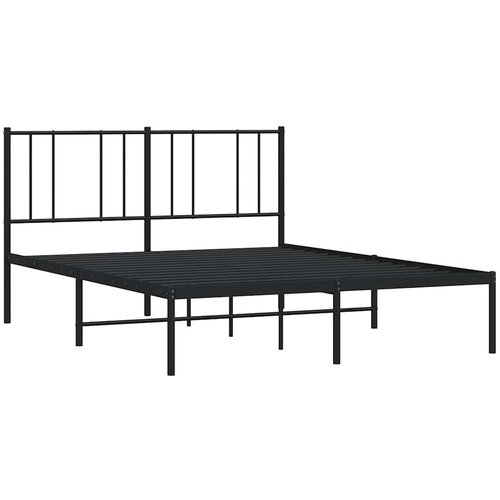  Metalni okvir za krevet s uzglavljem crni 135x190 cm Slike