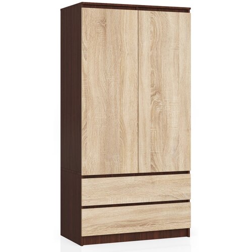 AKORD Garderobna Omara, 2 Vrata In 2 Predala, Wenge/Hrast Sonoma, (5000331624) Slike