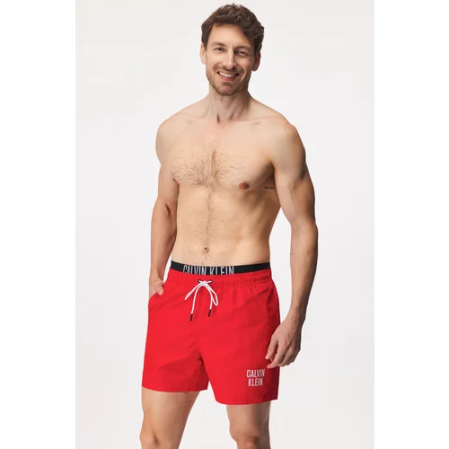 Calvin Klein Swimwear Kratke kopalne hlače svetlo rdeča / črna / bela