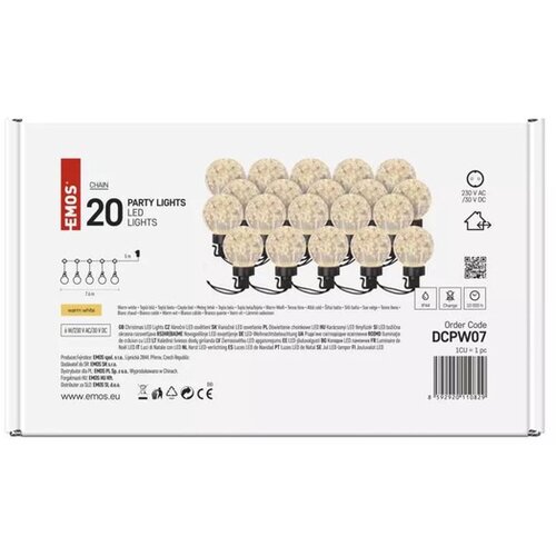 Emos Dekorativni svetlosni lanac 7,6m 20 Party sijalica 6W WW IP44 DCPW07 Slike