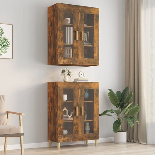 VidaXL Viseći zidni ormarić boja dimljenog hrasta 69,5 x 34 x 90 cm Slike