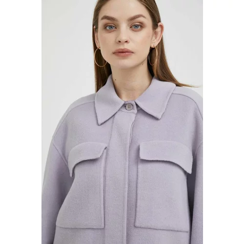 Calvin Klein Volnena jakna vijolična barva