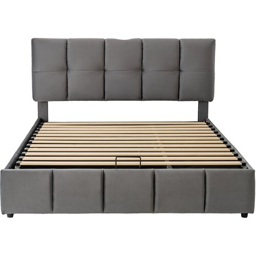 Lumor Oblazinjena postelja s predalom 140x200 cm – s 3 predali – z nastavljivim vzglavjem – siva, (22151499) Cene
