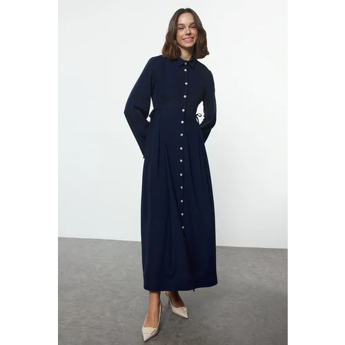 Trendyol Navy Blue Tie Detailed Woven Dress