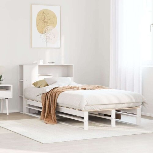 VidaXL Knjižna postelja brez vzmetnice bela 90x190 cm trden les Slike
