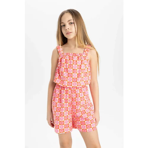 Defacto Girl Patterned Strappy Short Jumpsuit