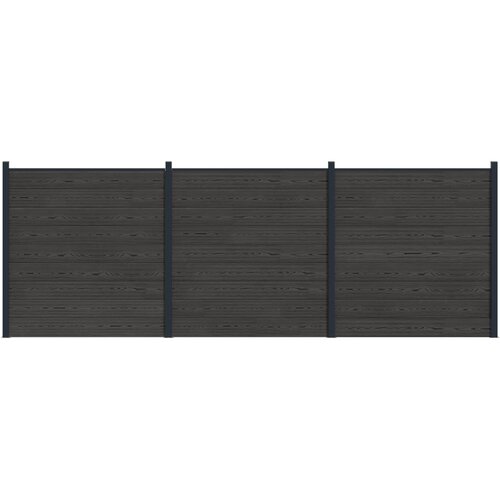 VidaXL Plo&amp;scaron;ča ograje 3 pcs WPC in aluminij Črna, (5000249587) Slike