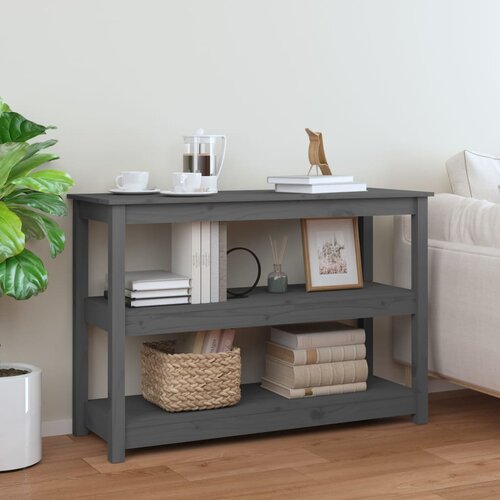 VidaXL Konzolna mizica siva 110x40x74 cm trdna borovina Slike