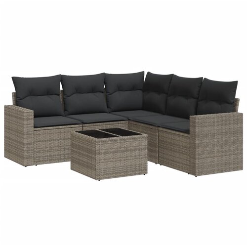  6-dijelni set vrtnih sofa od poliratana s jastucima sivi Slike