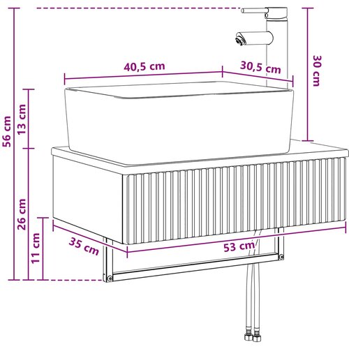  Zidni sudoper Crna 53 x 35 x 39 cm Konstruirano drvo Slike